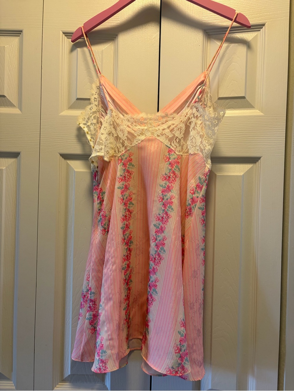 Loveshackfancy Etrune Floral Pink Lace Trim Mini Dress 6 - Picture 5 of 7